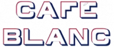 Logo officiel du Café Blanc sur fond bleu marine