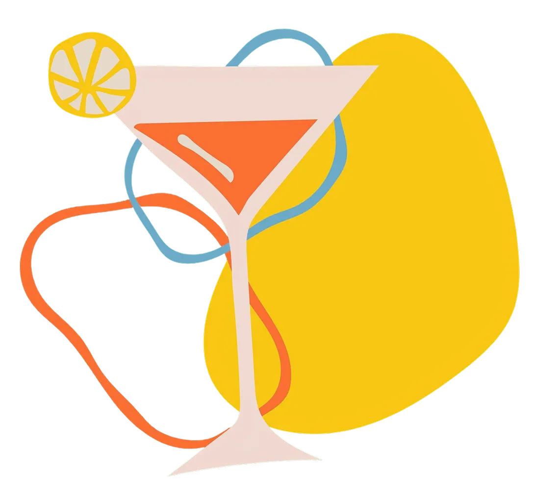 Illustration abstraite d’un verre de martini avec tranche de citron pour le Café Blanc
