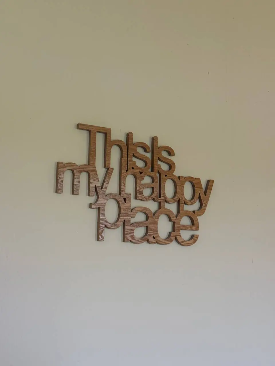 Wooden ‘This is my happy place’ wall sign at Art Village