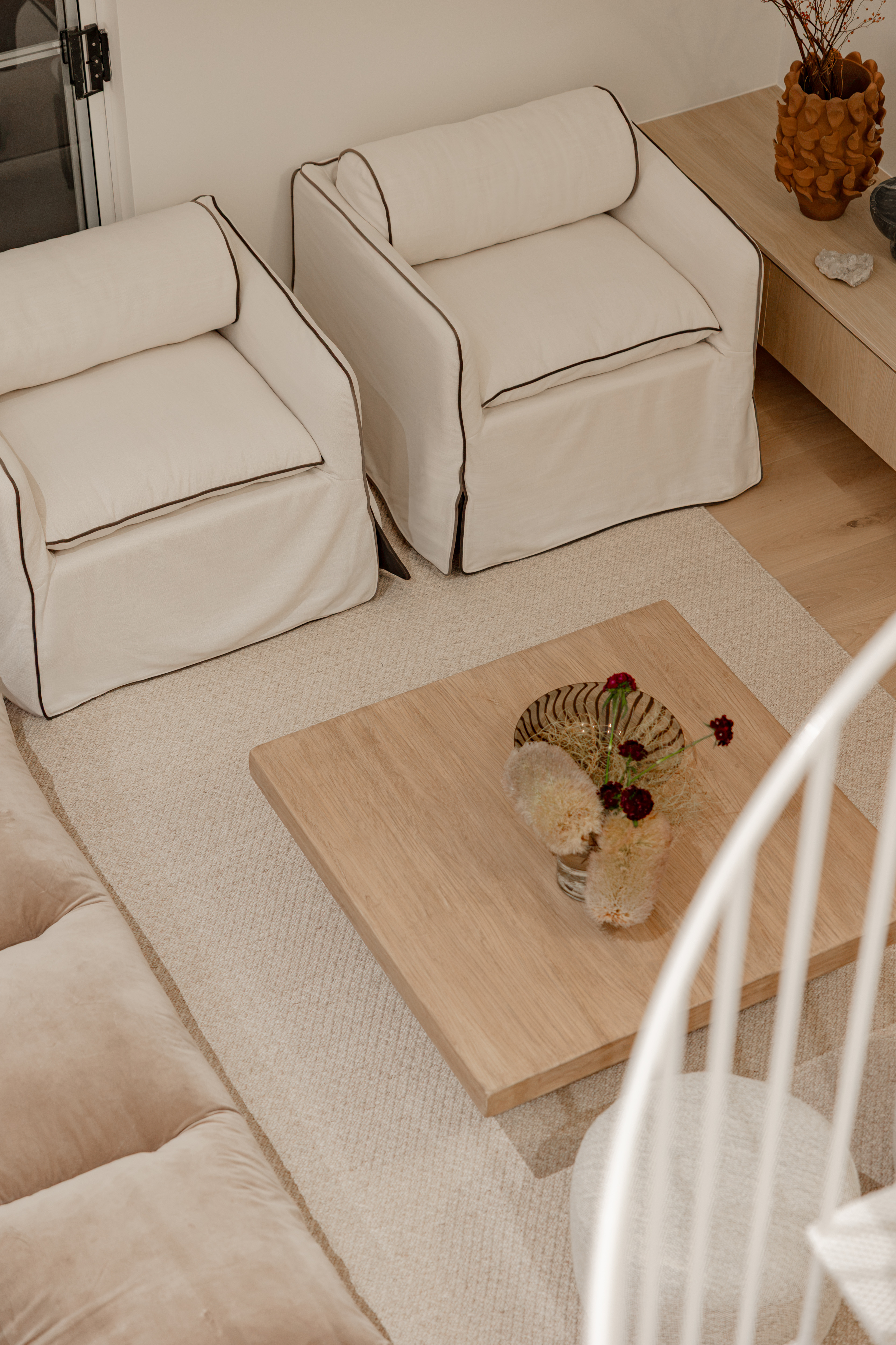 Renovated interior at the Edgar Bennett home in Noosa Heads, designed by Pearl Interiors