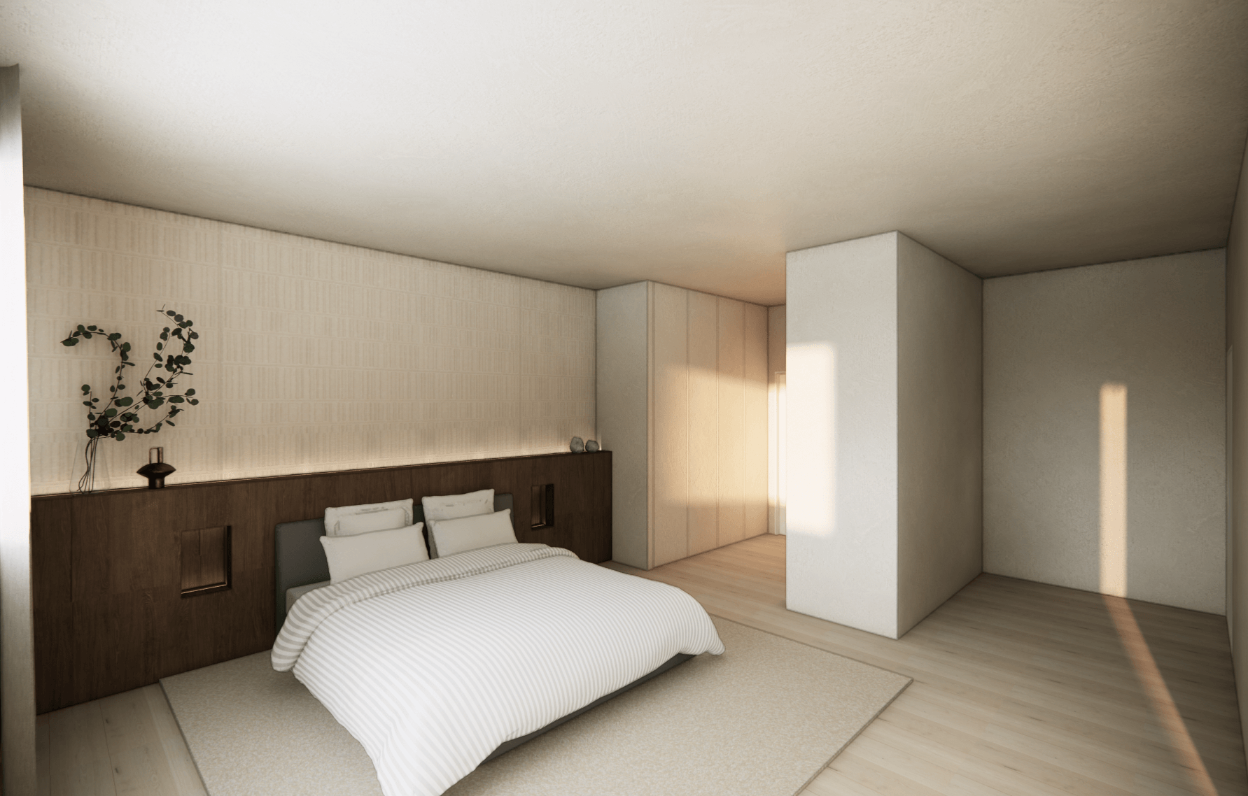 Layered textures and finishes, concept interior design for ARADA Developments by Pearl Interiors, natural stone and timber new build, NSW