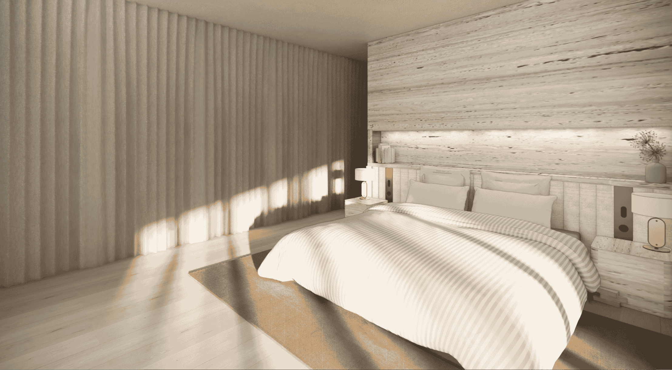 Feature joinery concept, concept interior design for ARADA Developments by Pearl Interiors, natural stone and timber new build, NSW