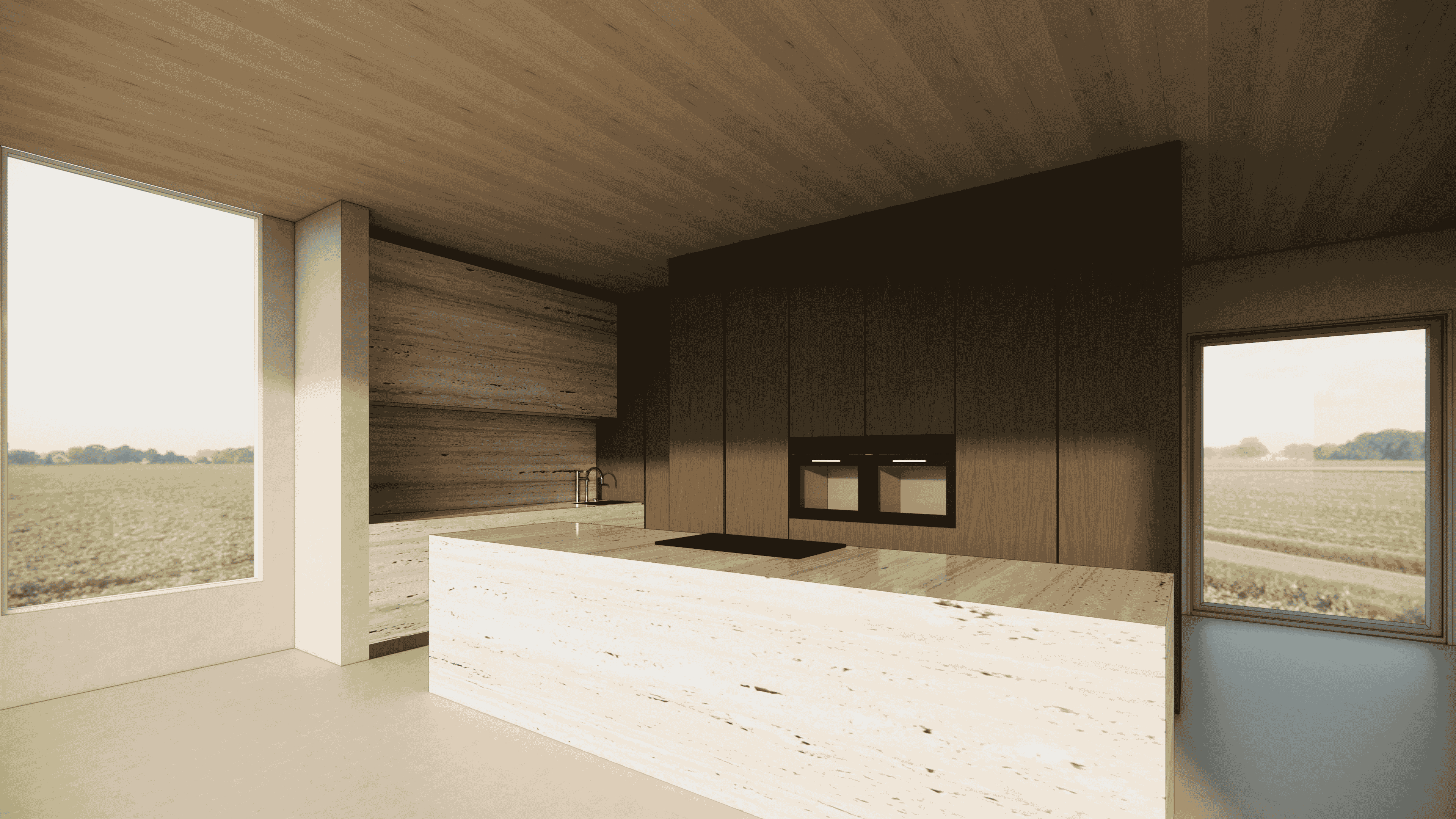 Natural stone and timber detail, concept interior design for ARADA Developments by Pearl Interiors, natural stone and timber new build, NSW
