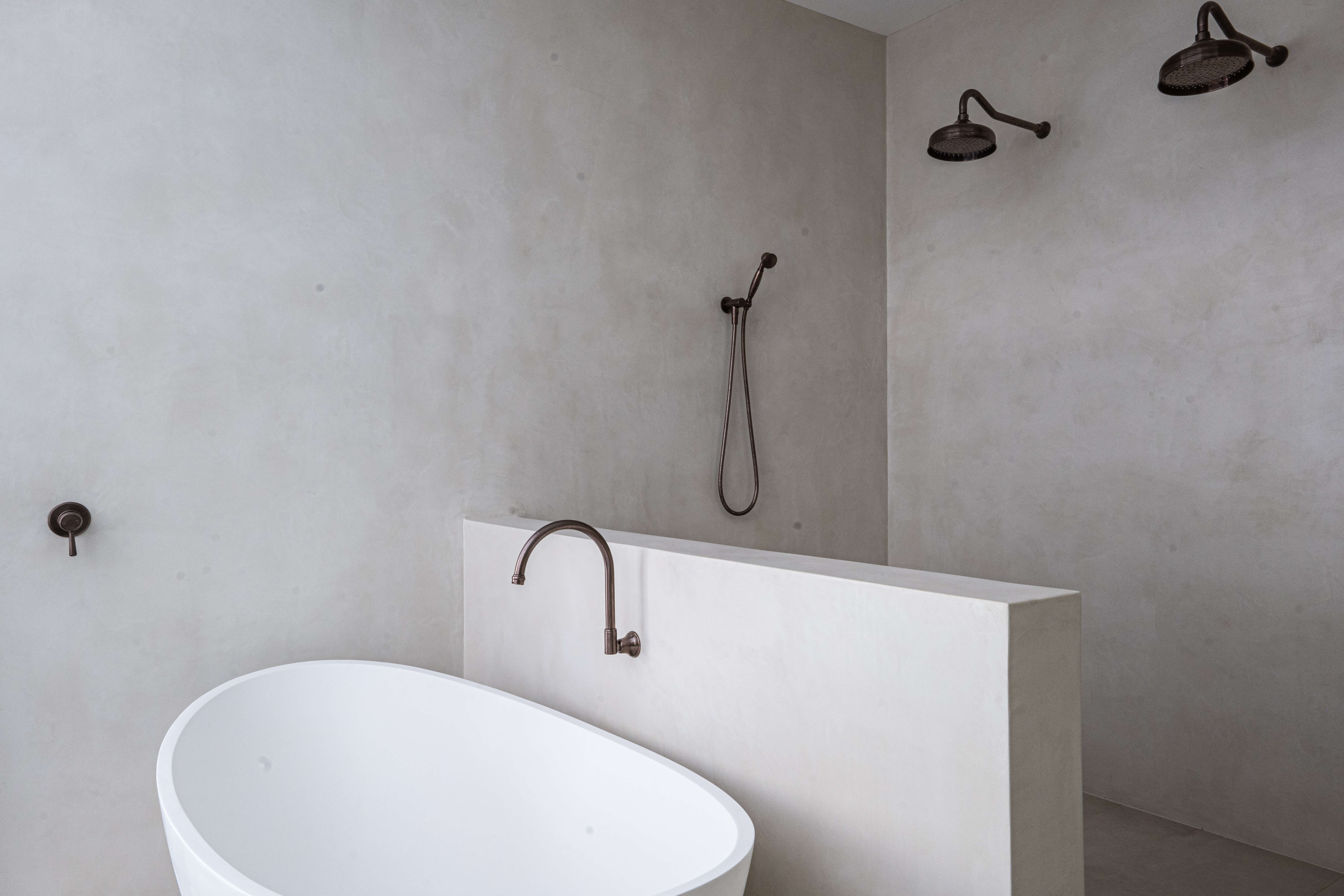 Wellness retreat detail, moody spa-inspired parents' bathroom renovation in Timbeerwah, Noosa Hinterland by Pearl Interiors, built with Squire Development Group, Ace Stone and Tile stone tiling and Faucet Strommen tapware