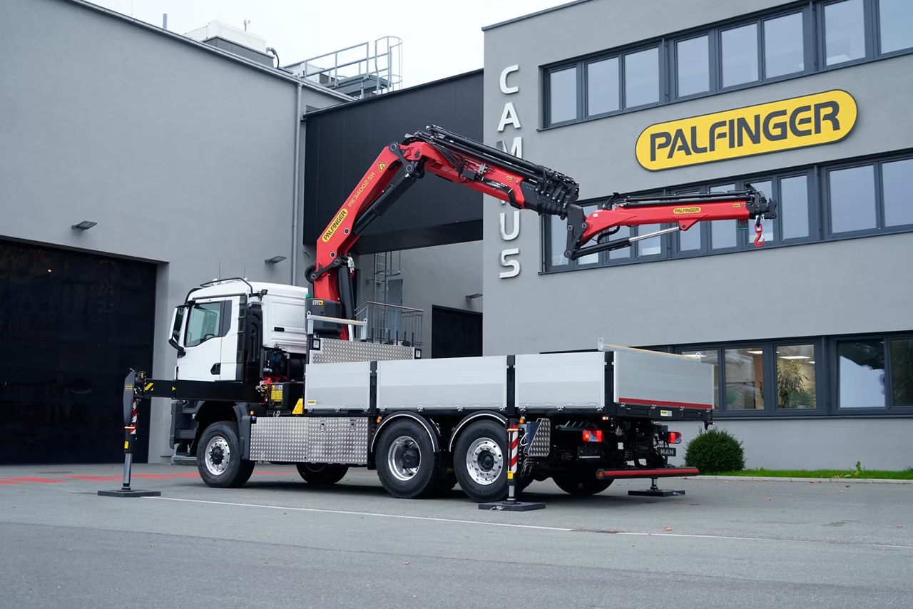 Palfinger crane truck outside the Palfinger campus