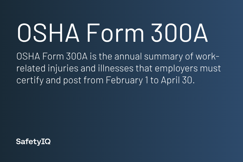 OSHA Form 300A annual summary definition card