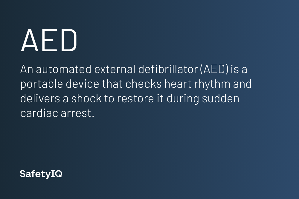 Automated external defibrillator AED definition card