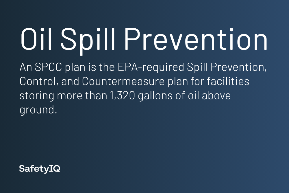 Oil spill prevention SPCC plan definition card