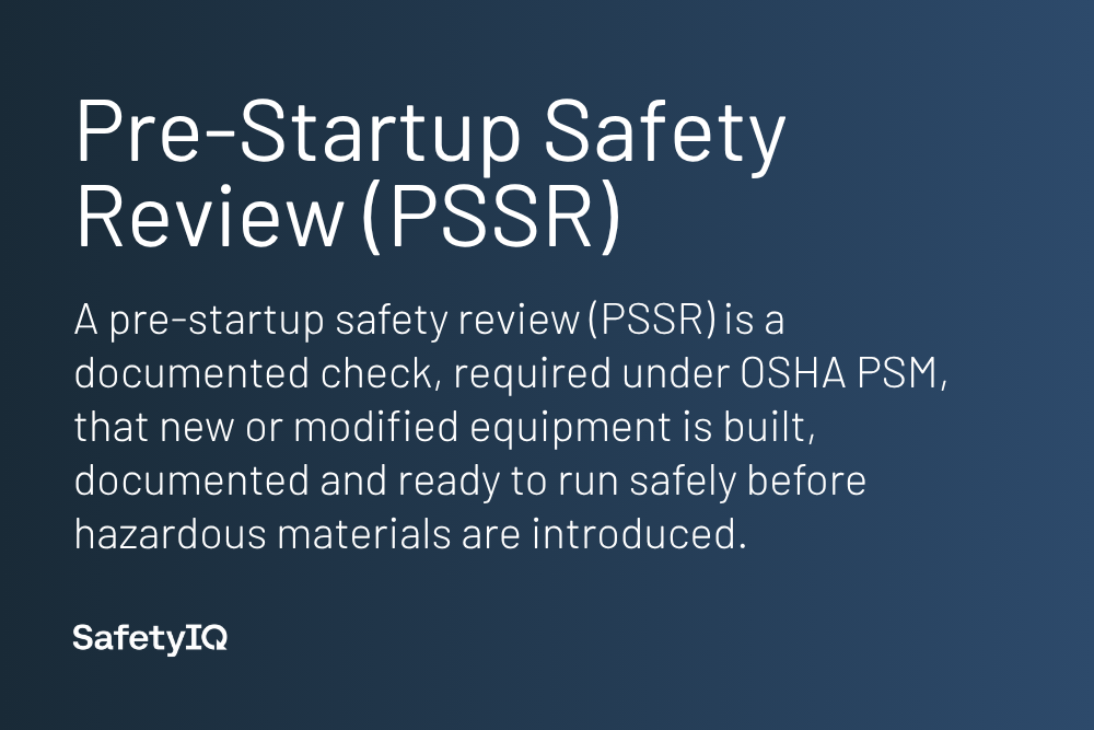 Pre-startup safety review definition card