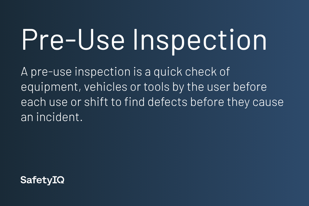 Pre-use inspection definition card