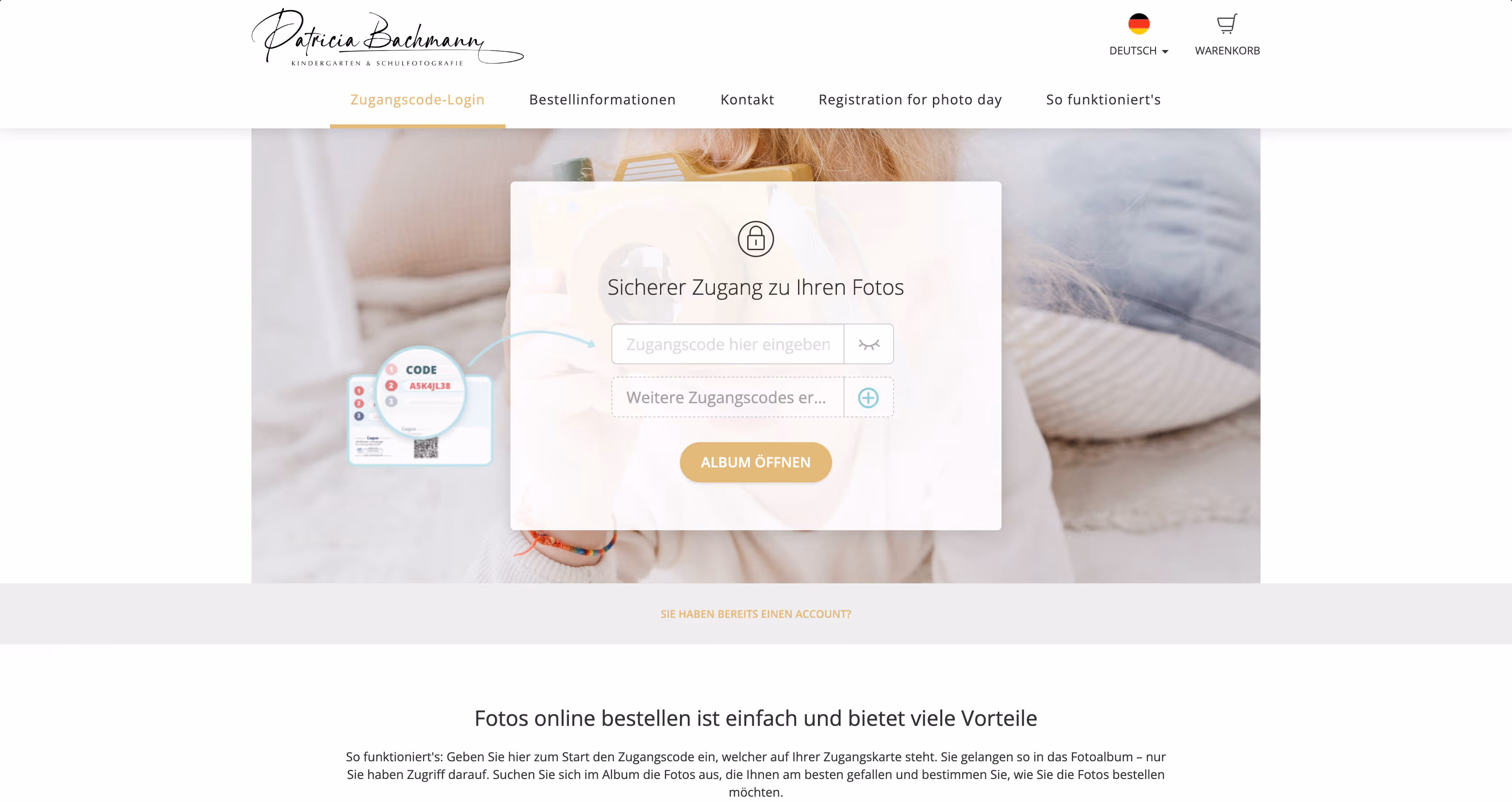 Fotograf.de Anmeldefenster von Patricia Bachmann Kindergartenfotografie