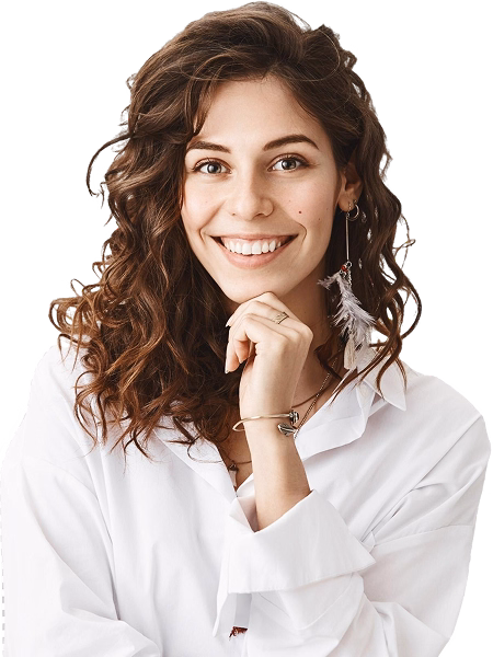 Young woman smiling during English class