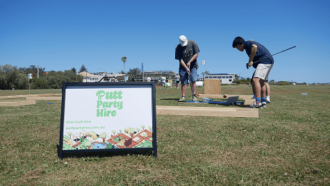 playing mini golf
