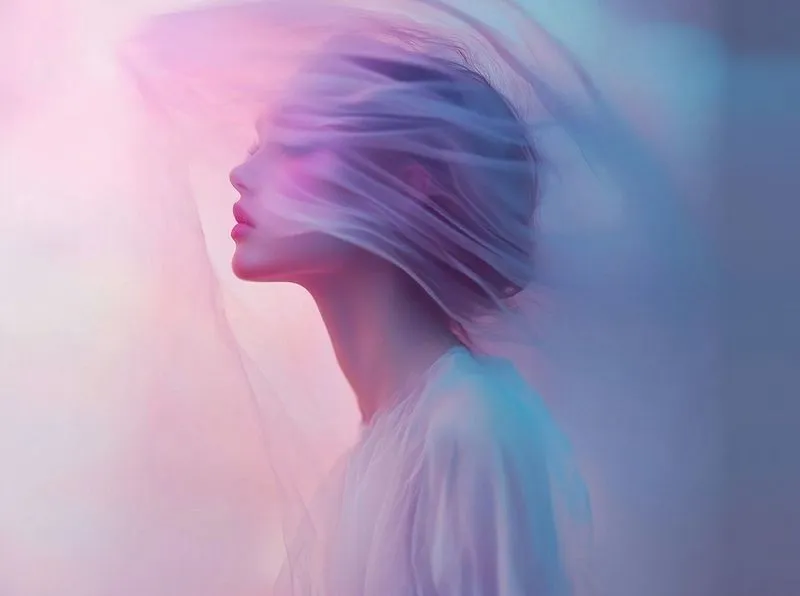 Strategy service image showing a blurred woman behind a veil