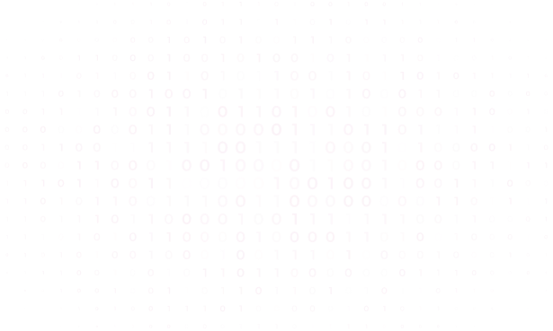 Red and pink glowing binary code digits (0s and 1s) arranged in a curved, three-dimensional grid pattern on a black background.