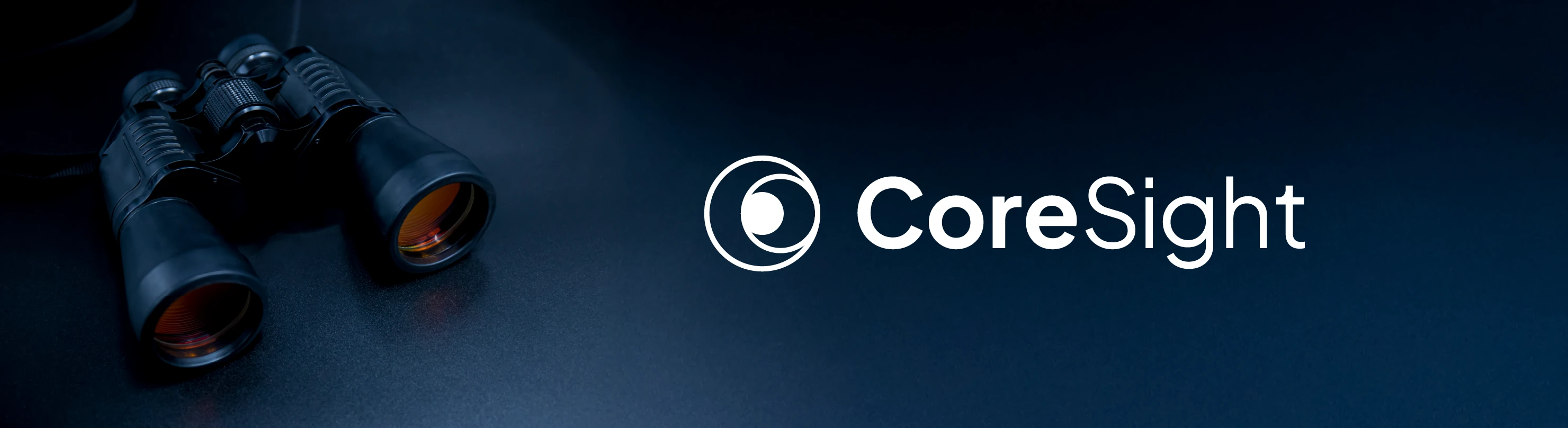 CoreSight binocular-inspired logo and wordmark.