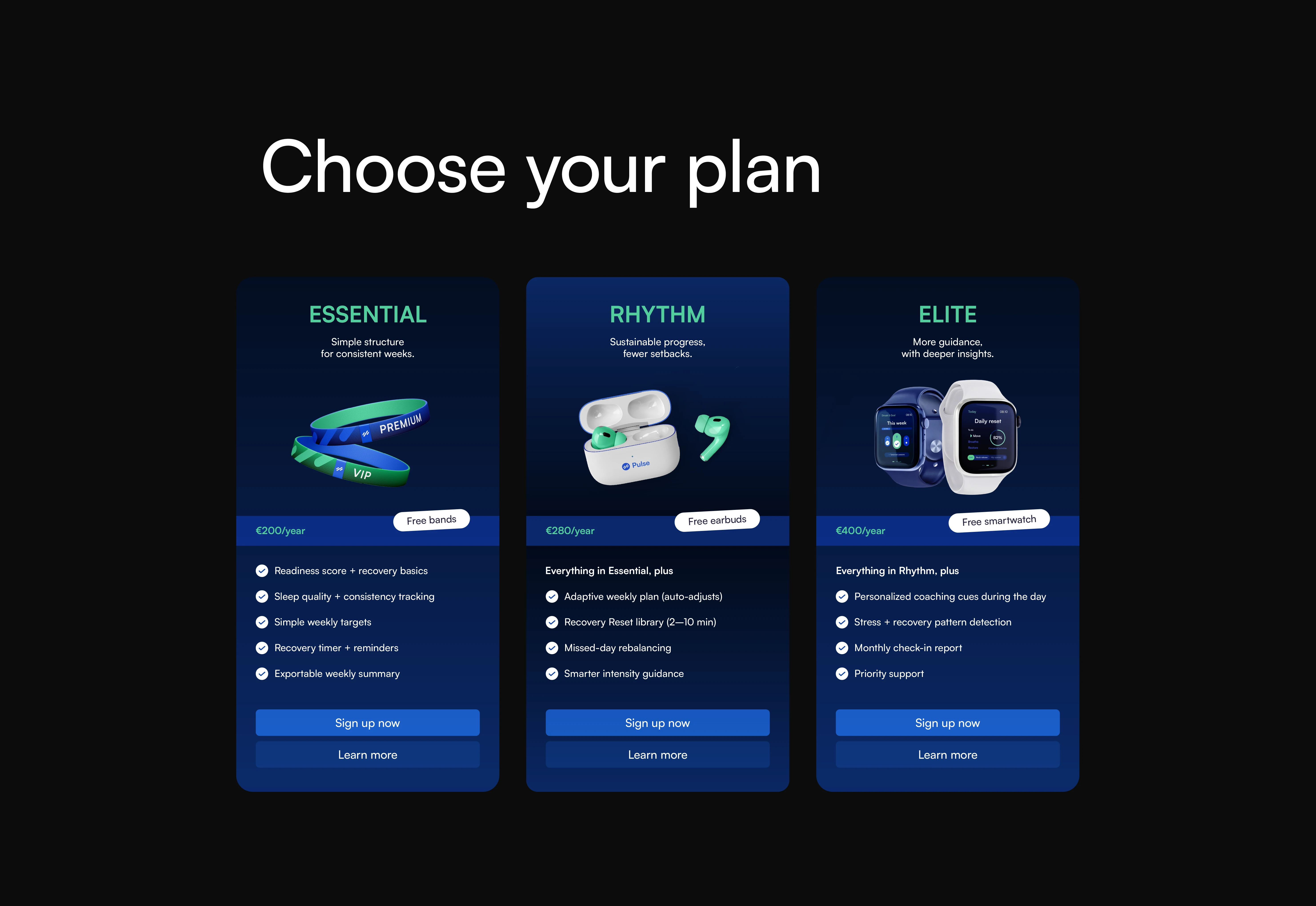 Pulse subscription pricing page with multiple membership plans.