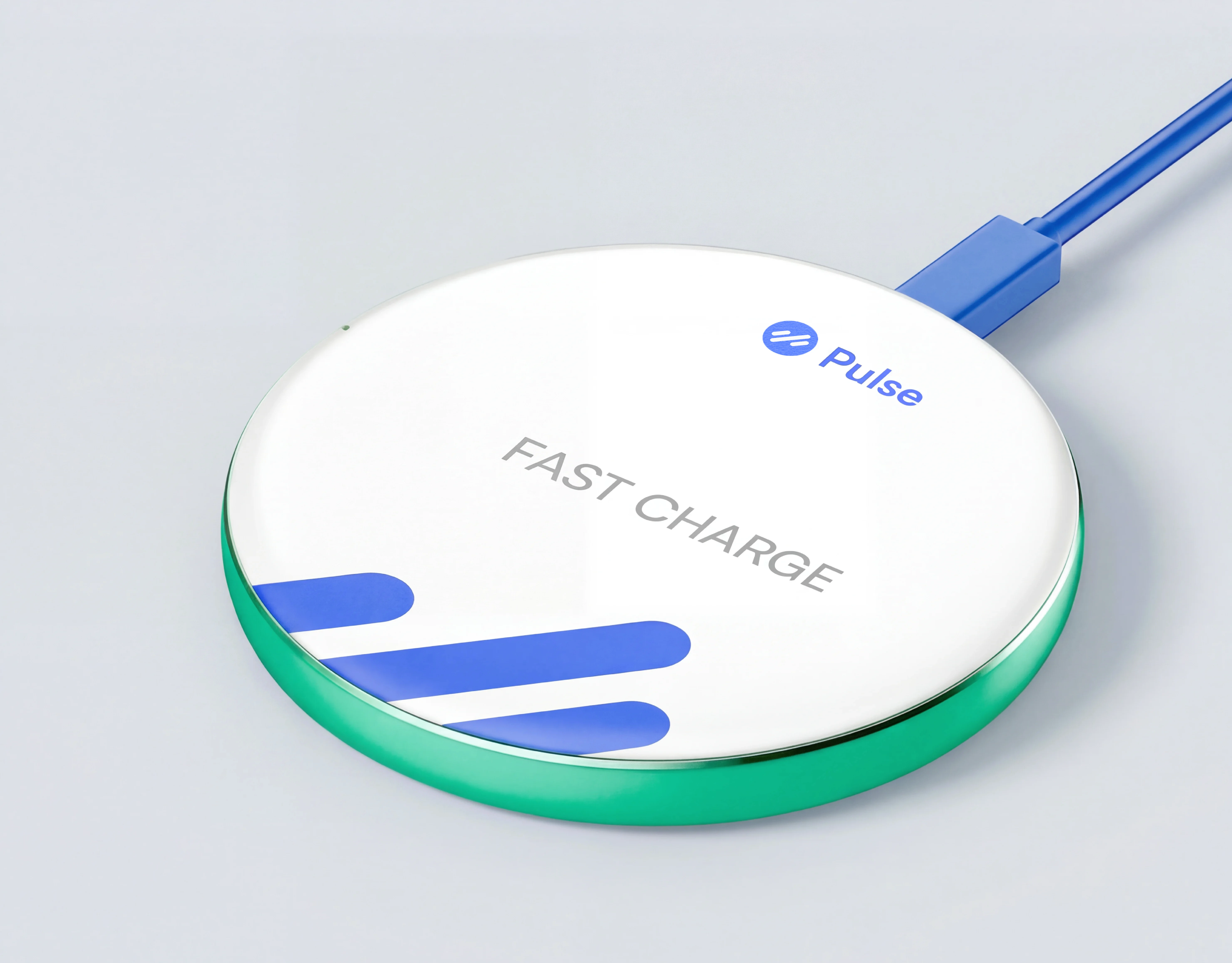 Pulse-branded wireless fast-charging product concept.
