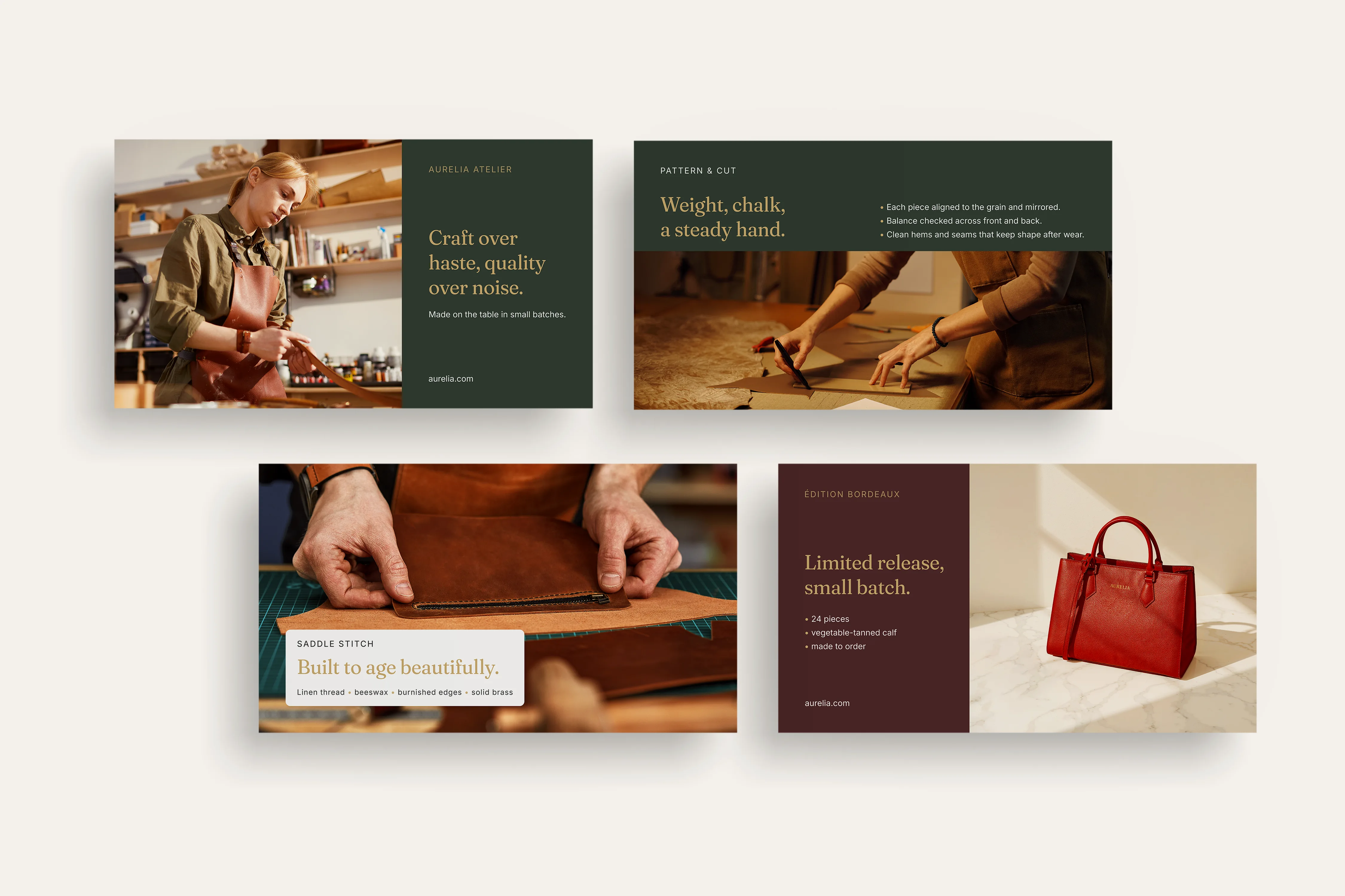Aurelia atelier promotional campaign featuring refined fashion imagery.