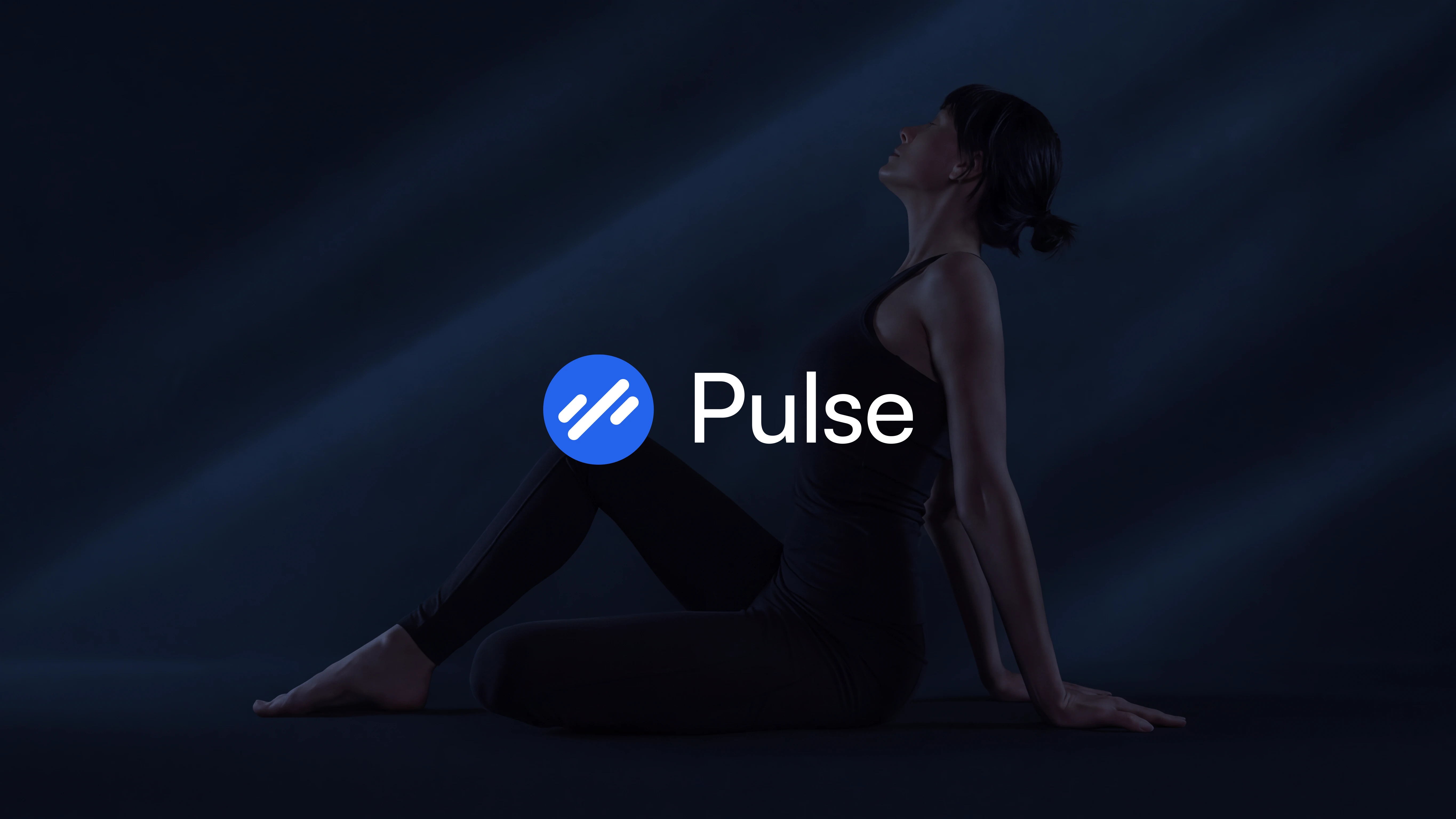 Pulse fitness brand case study featuring a woman seated against a dark background.