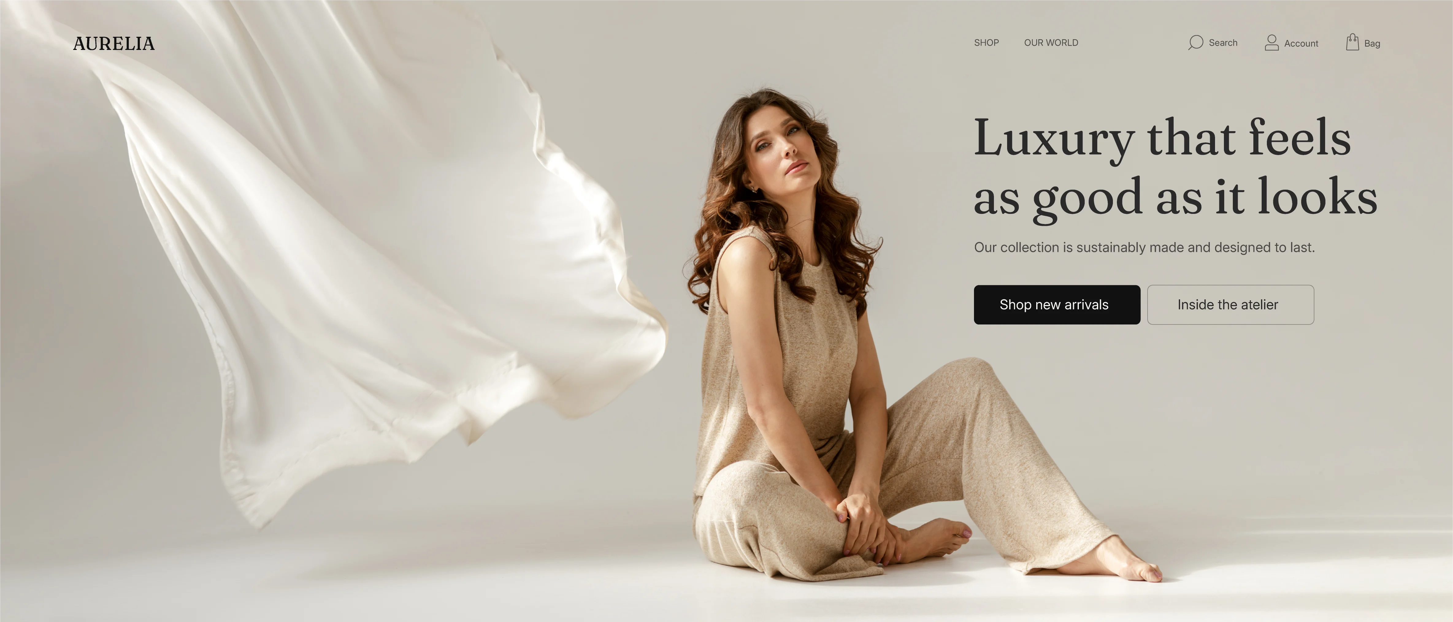 Aurelia luxury fashion website preview for the next case study.