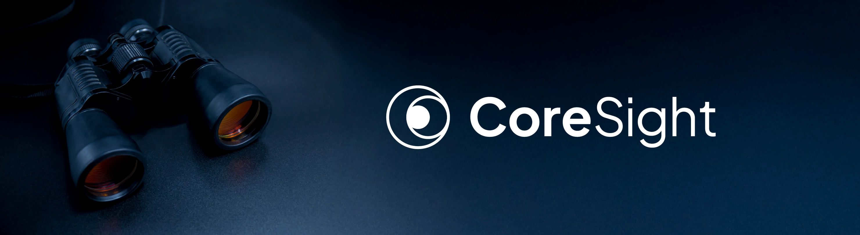 CoreSight binocular-inspired logo and wordmark.