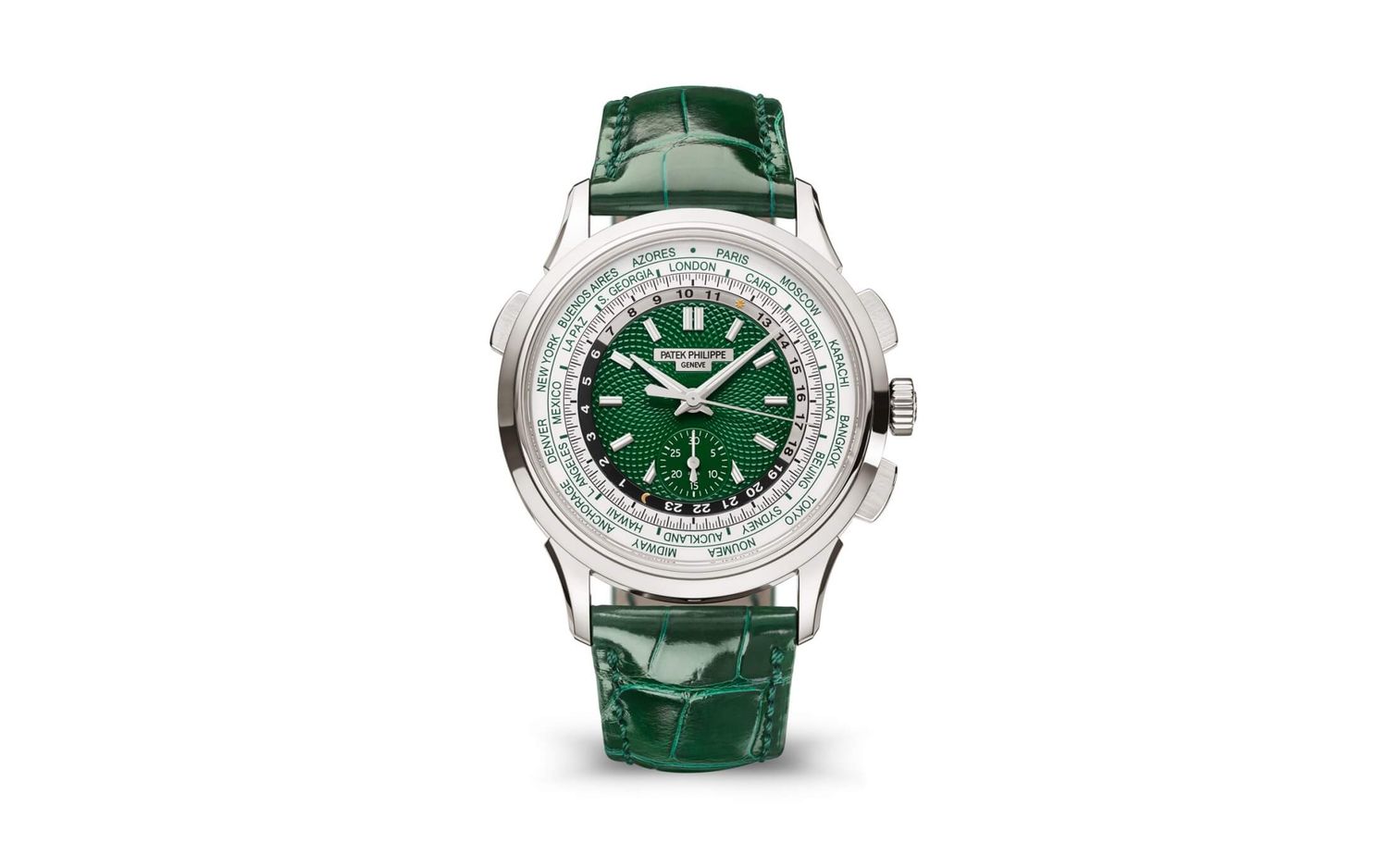 Patek Philippe 5930P-001 World Time Chronograph 5930 Platinum / Green
