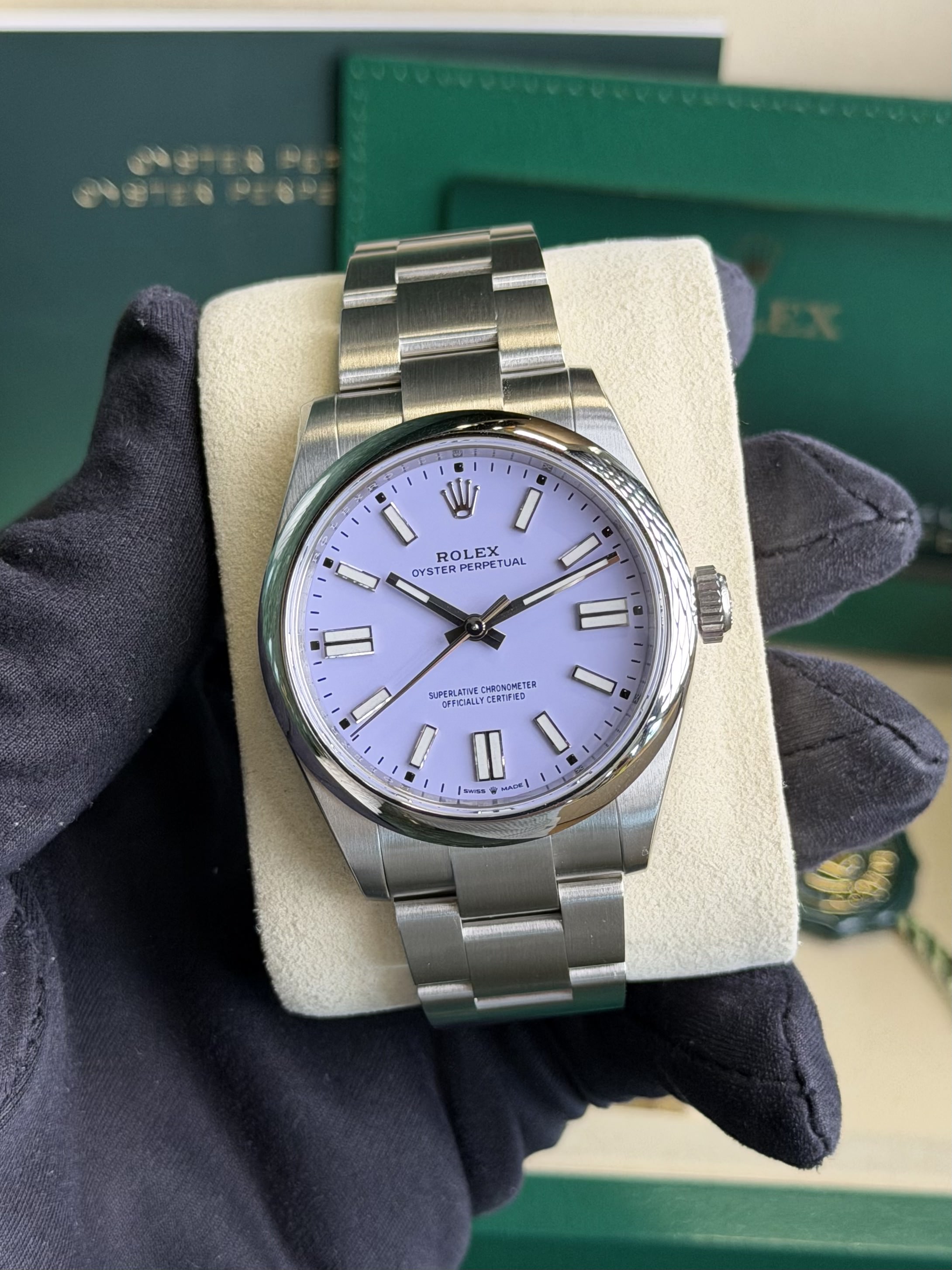 Rolex 134300 Oyster Perpetual 41 Lavender Full stickers 2025