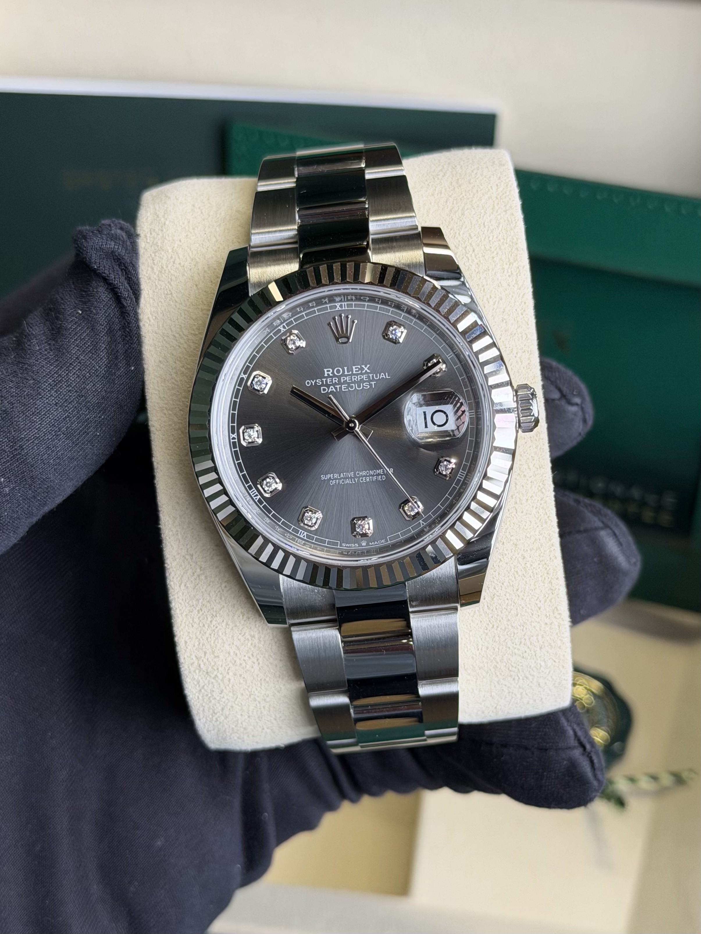 Rolex 126334-0005 Datejust 41 Oyster - Dark Rhodium - Diamond 2026 Full set 