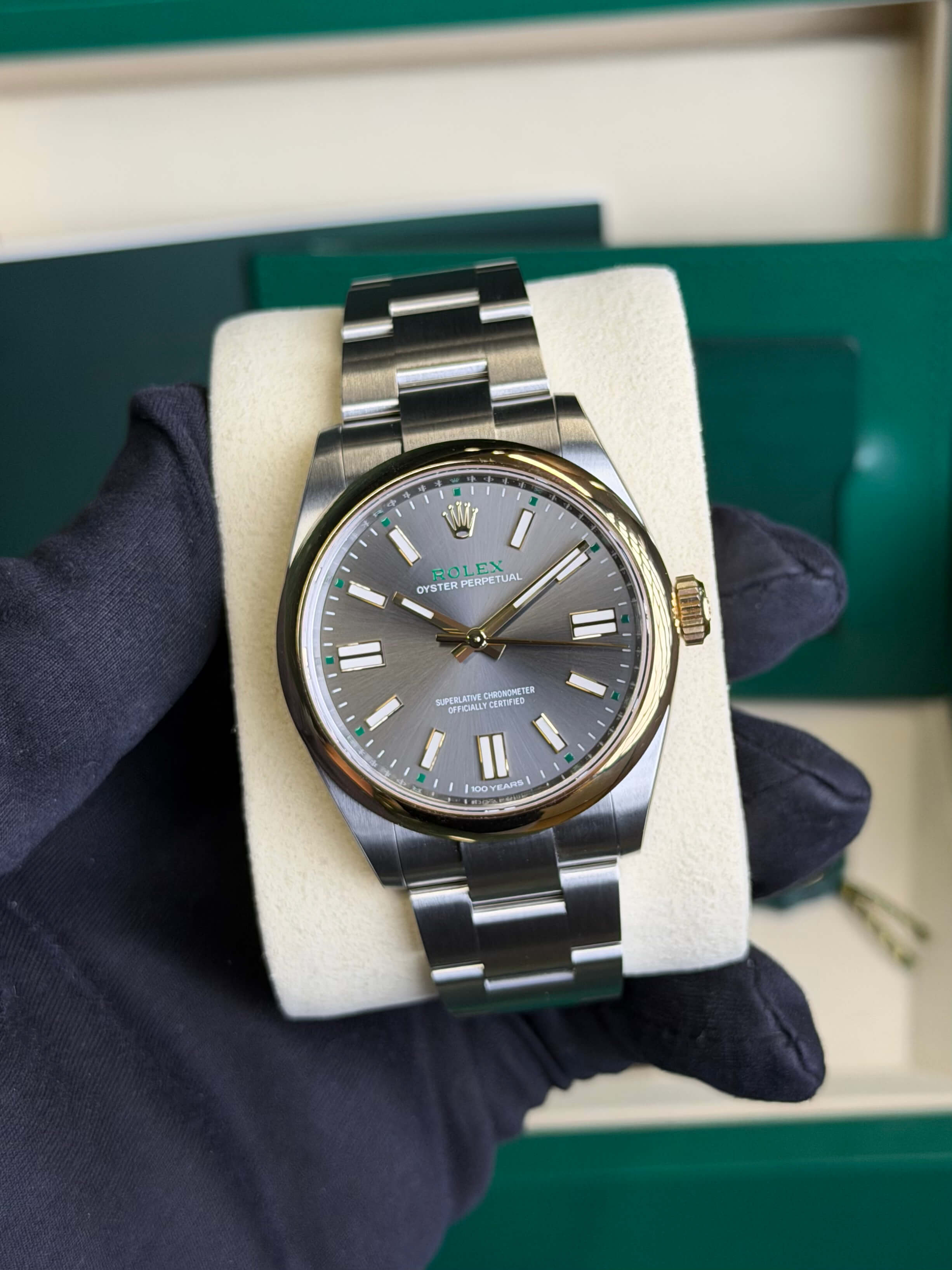 Rolex 134303 Oyster Perpetual 41 100th Anniversary Slate Dial Stickerd