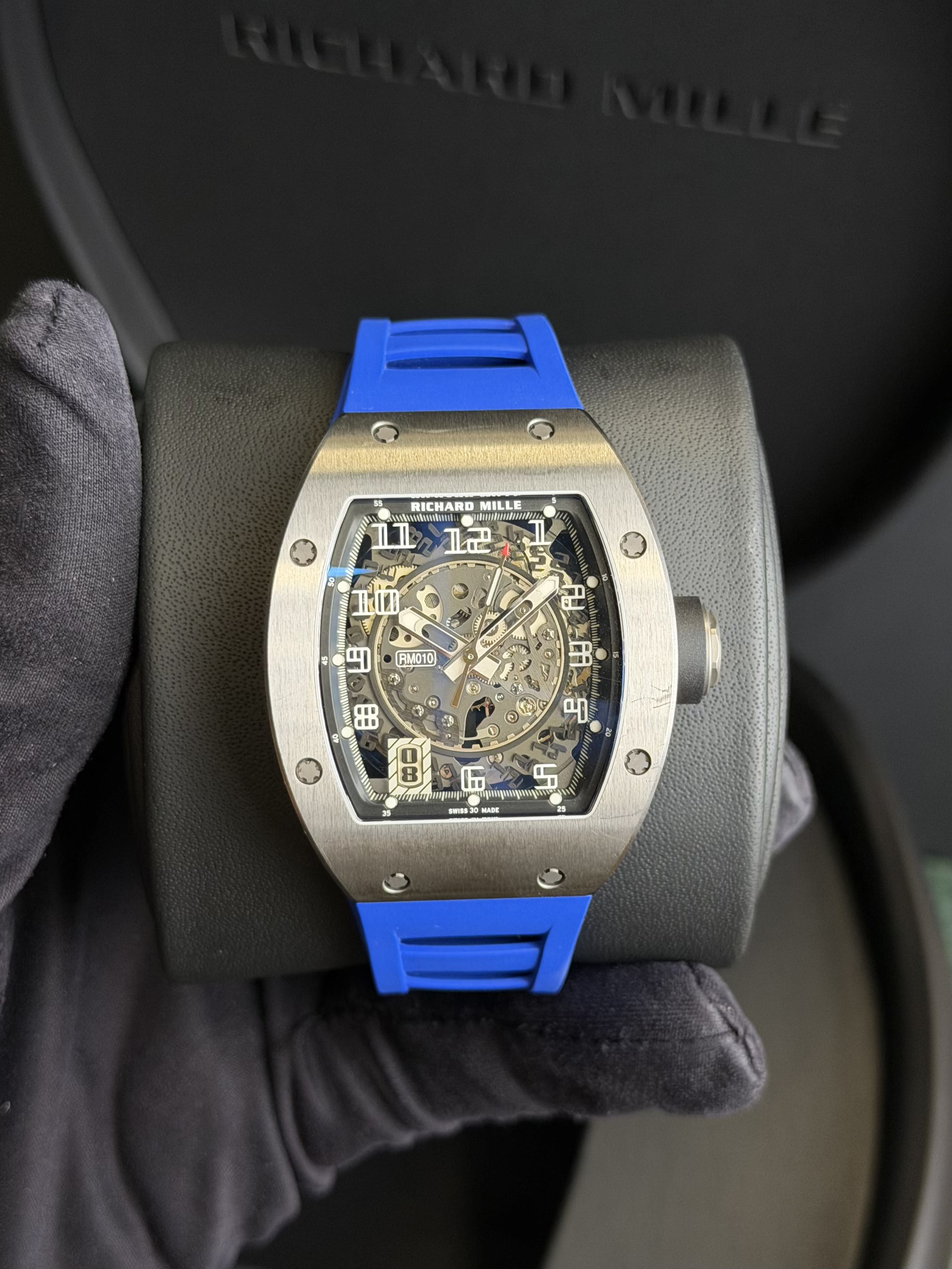Richard Mille RM 010 Titanium Unpolished 2023 Full Set + Black strap