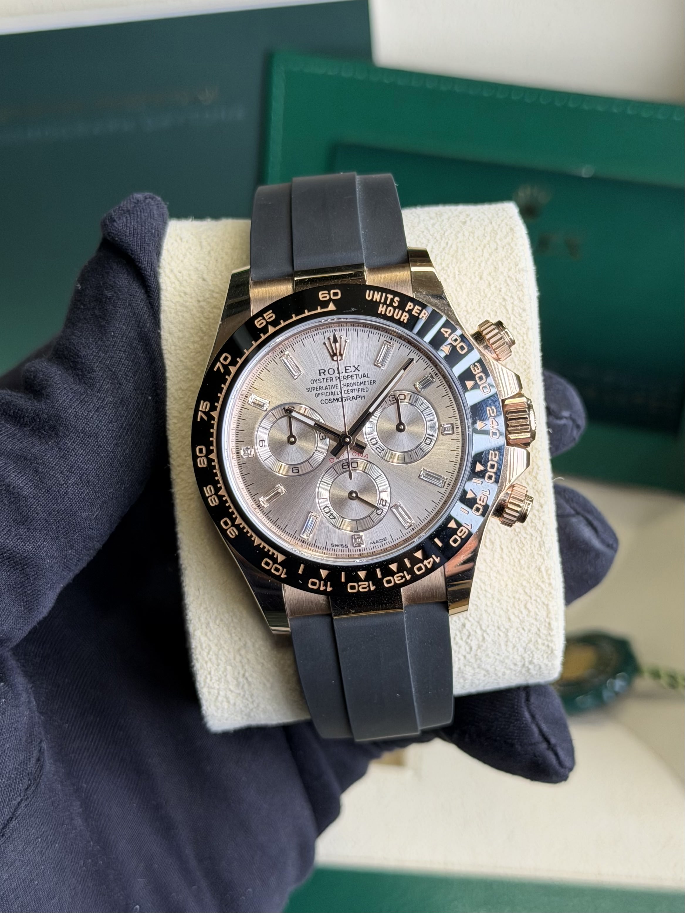 Rolex Daytona Oysterflex 116515LN Sundust Baguette 2022 Full Set