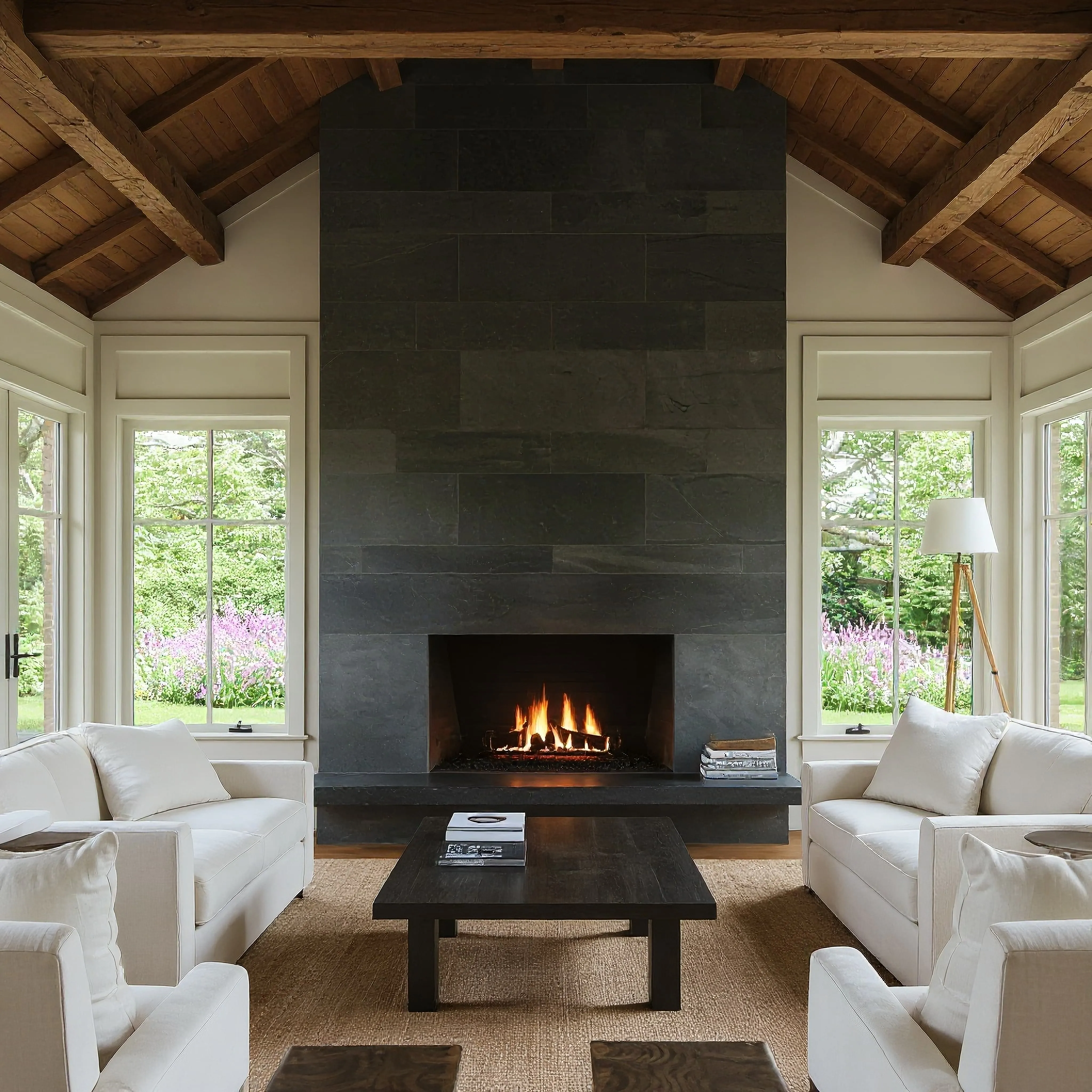 Clean indoor fireplace in Ann Arbor home serviced by local chimney experts
