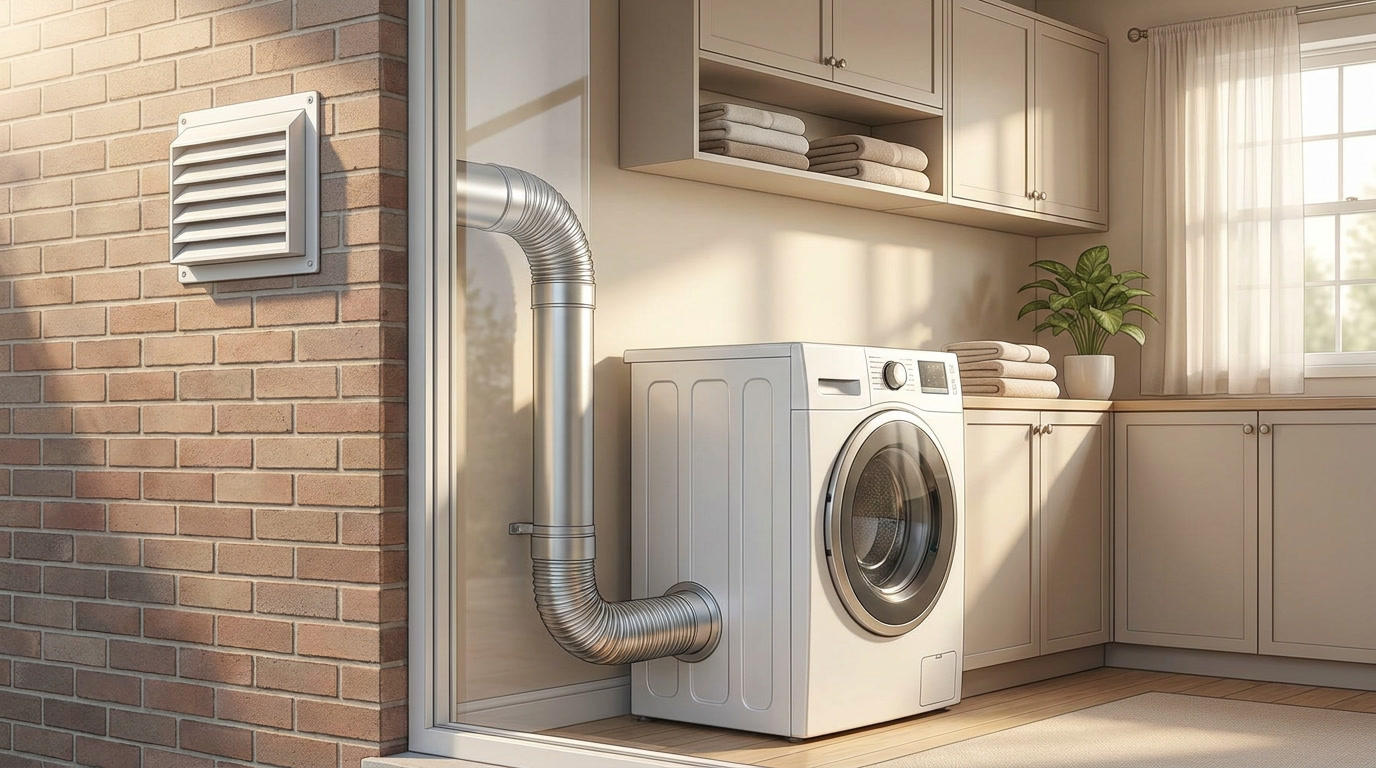 residential dryer vent system connected to a clothes dryer