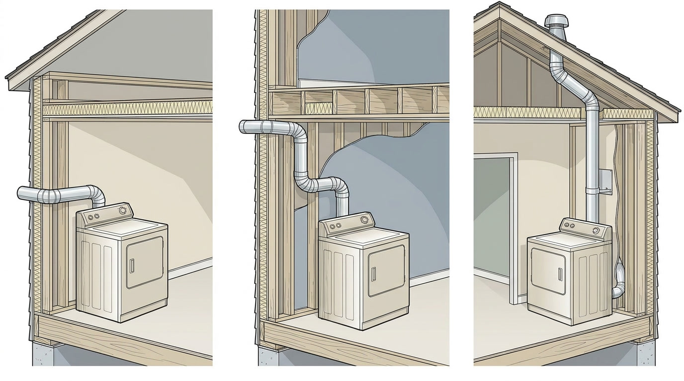 diagram showing how air moves through a dryer vent system