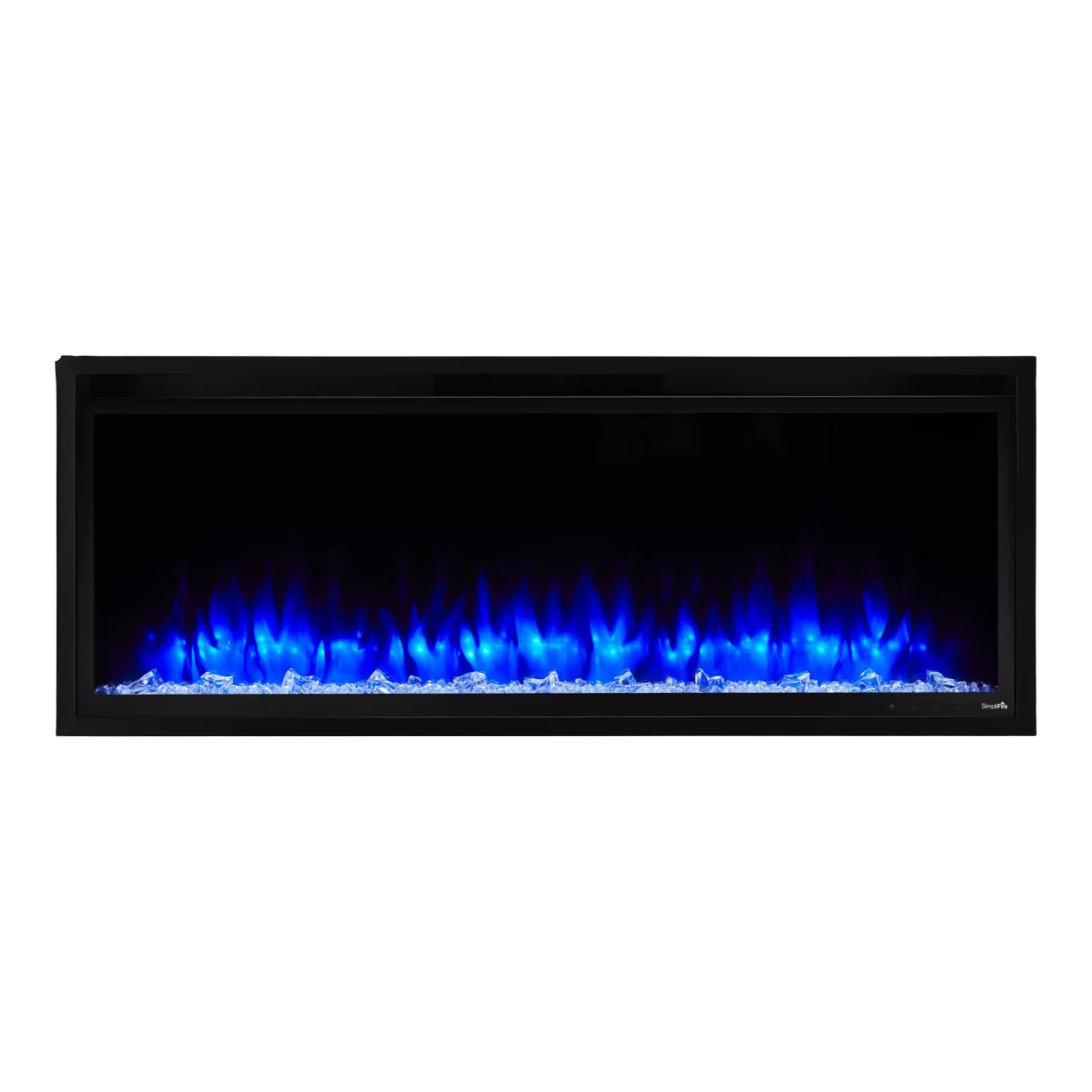SimpliFire Allusion Platinum linear electric fireplace, front view
