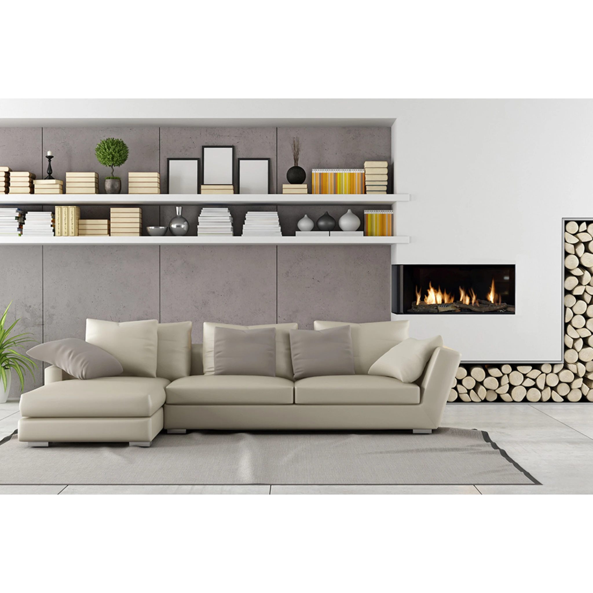 Flare modern left corner gas fireplace, glass-to-glass corner