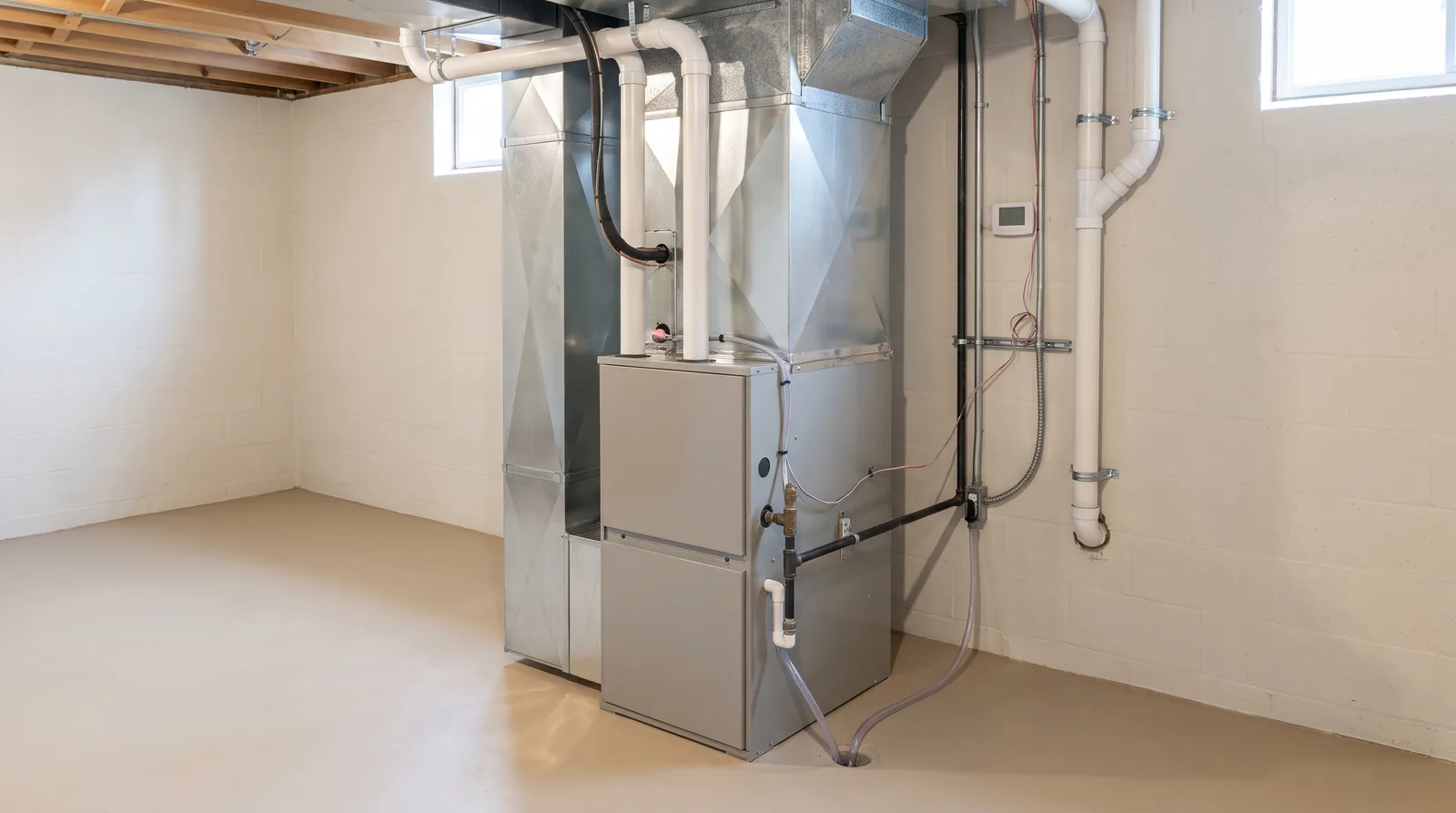 High-efficiency gas furnace installed in an Ann Arbor basement