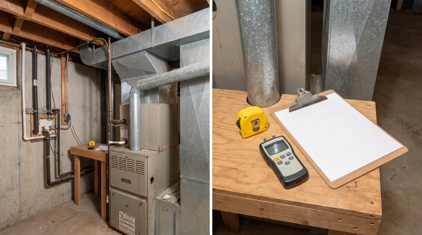 Existing furnace measured and documented during a heating assessment