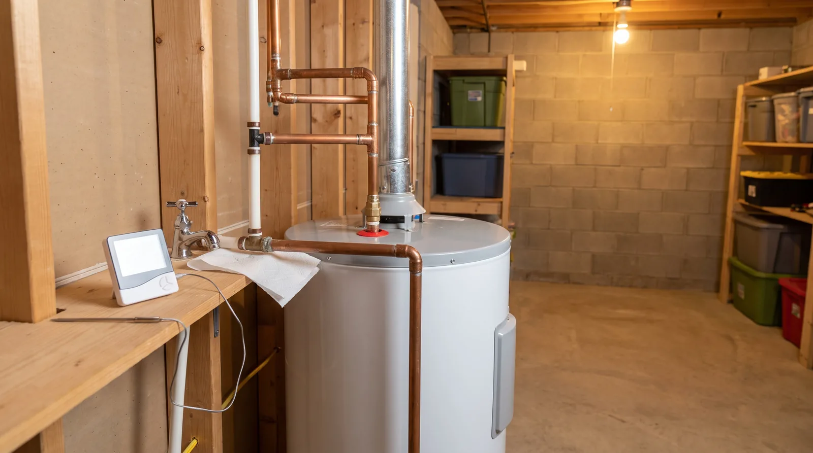 Existing water heater reviewed during a hot-water demand assessment