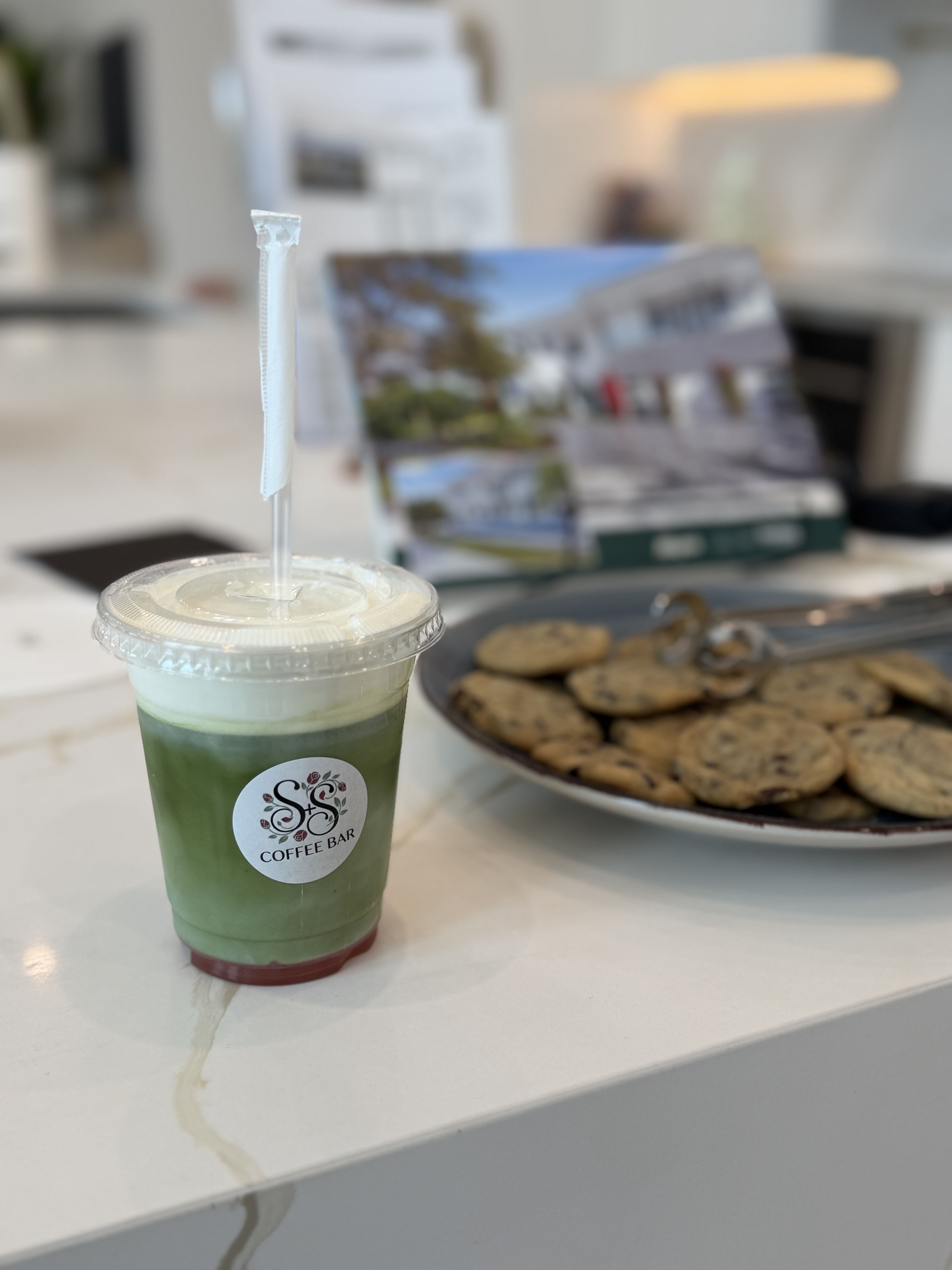 Rose matcha latte