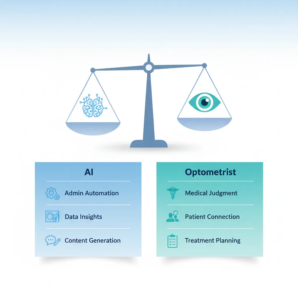 Diagram showing AI tasks vs optometrist expertise