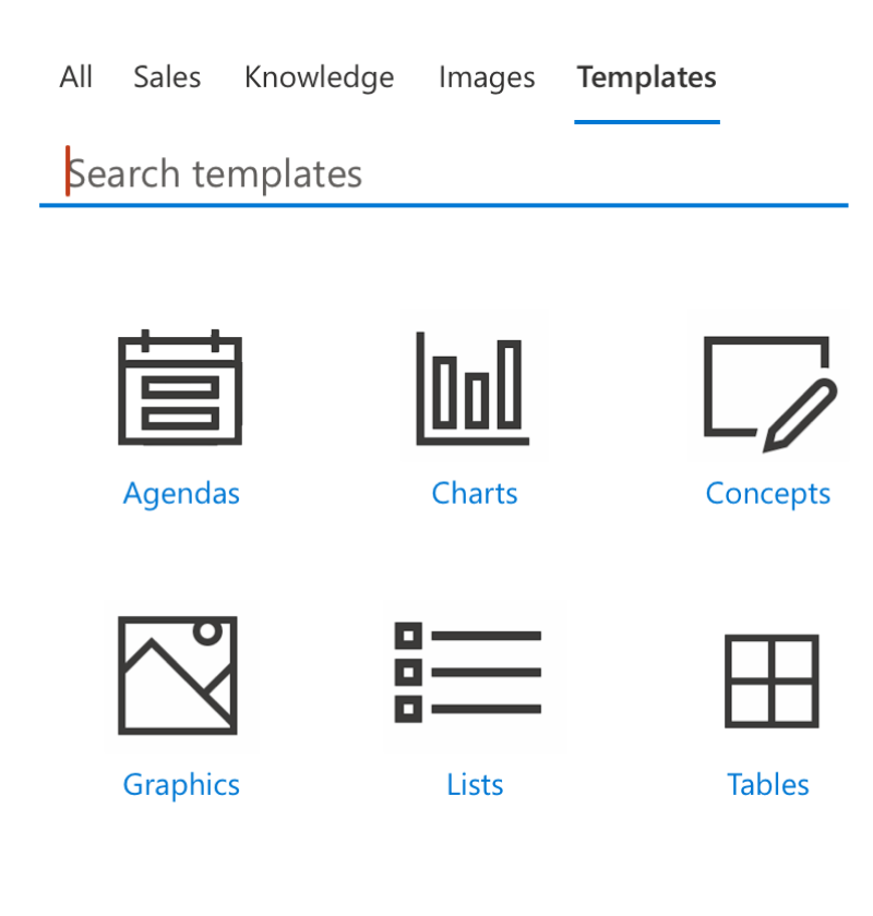 TeamSlide template management feature displays customizable categories