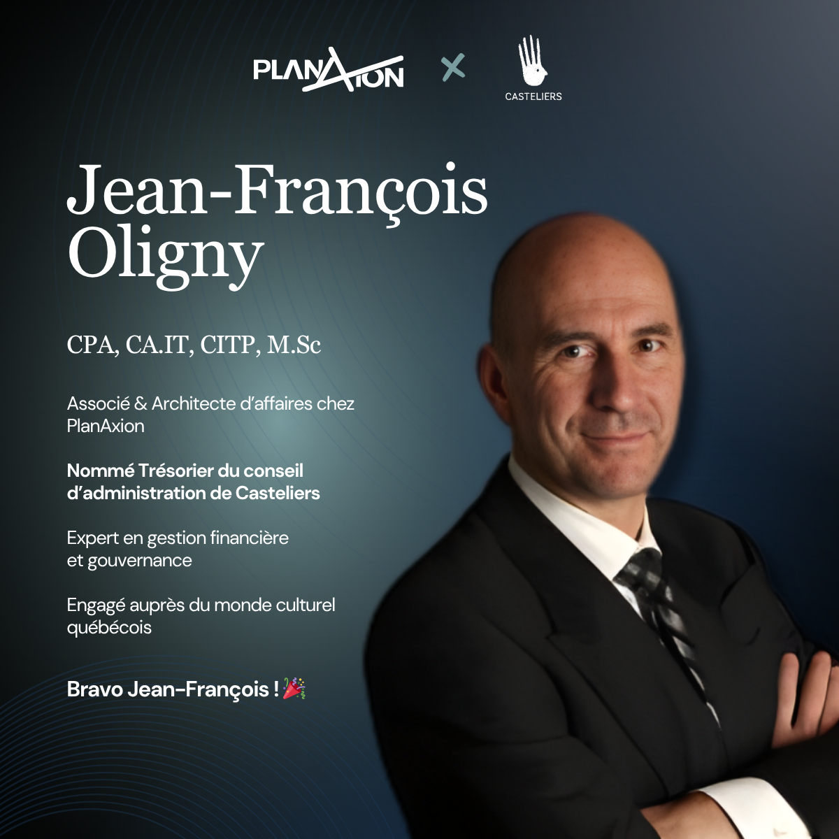 Jean-François Oligny, CPA, CA.IT, CITP, associé fondateur et architecte d'affaires chez PlanAxion.