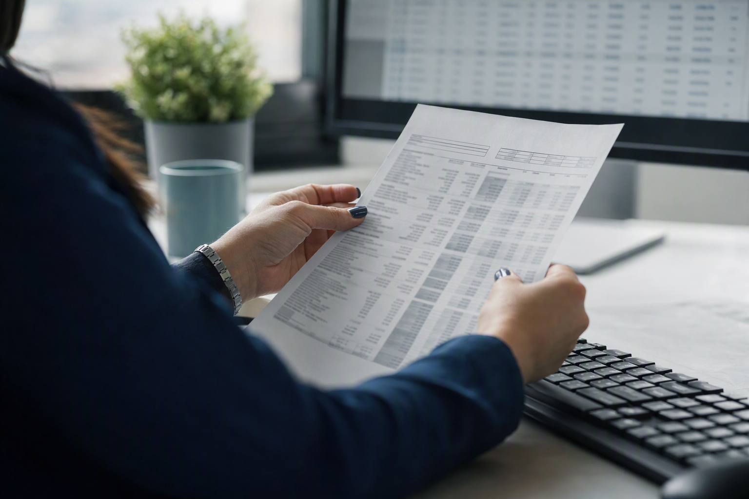 Accounts receivable team discussing an automated payment matching dashboard in a modern Quebec office