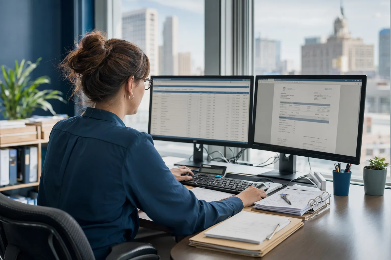 Accounts receivable specialist reviewing cash application in a distribution business.
