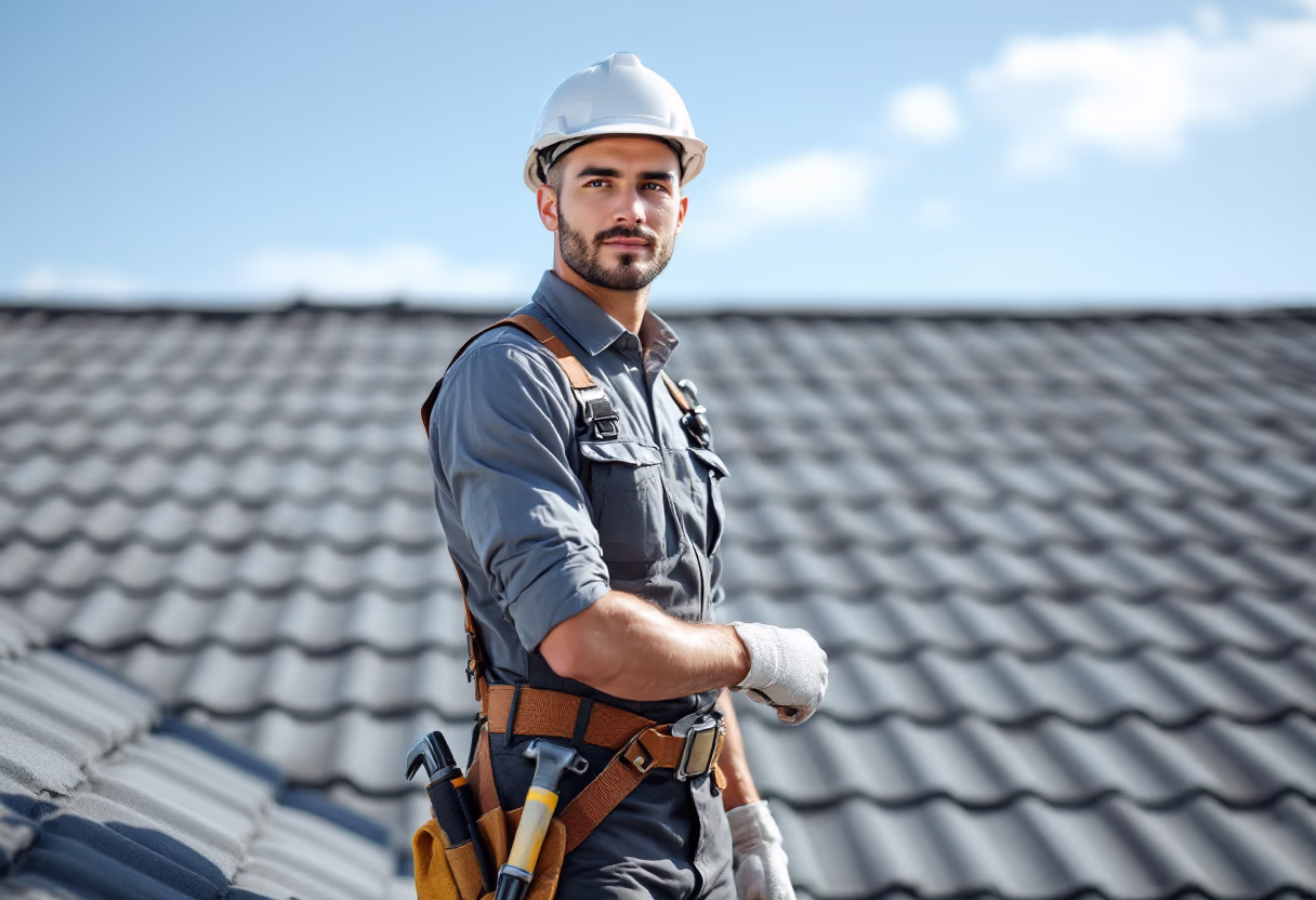 image of contractor on rooftop