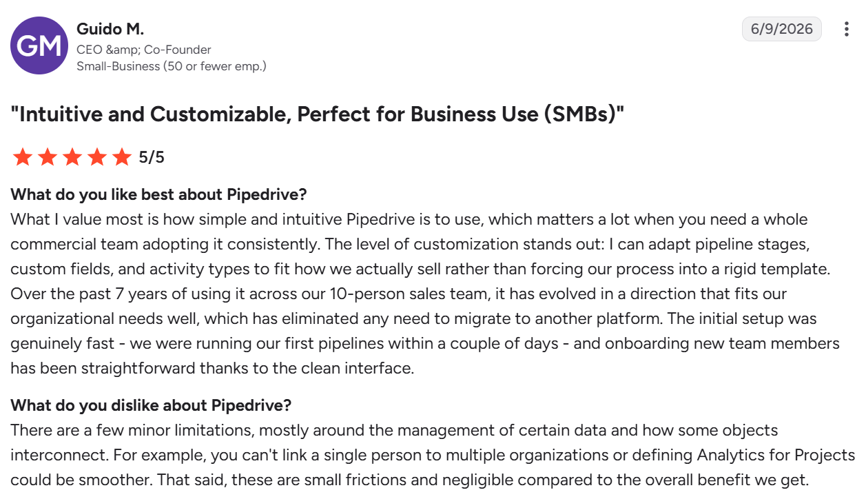Pipedrive review with pros and cons