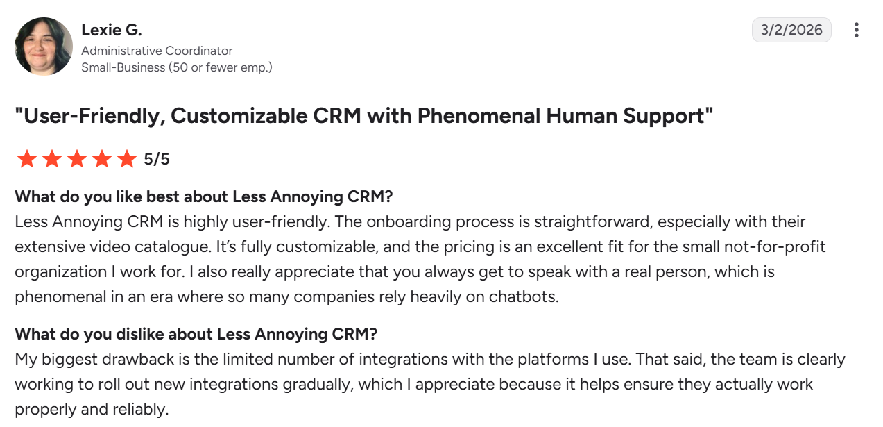 Less Annoying review with pros and cons