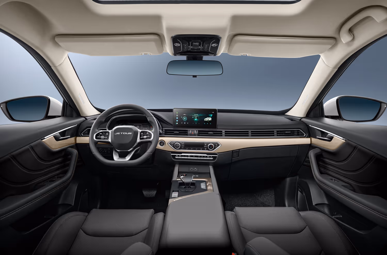 Vista completa del dash tablero de instrumentos del Jetour X70 negro